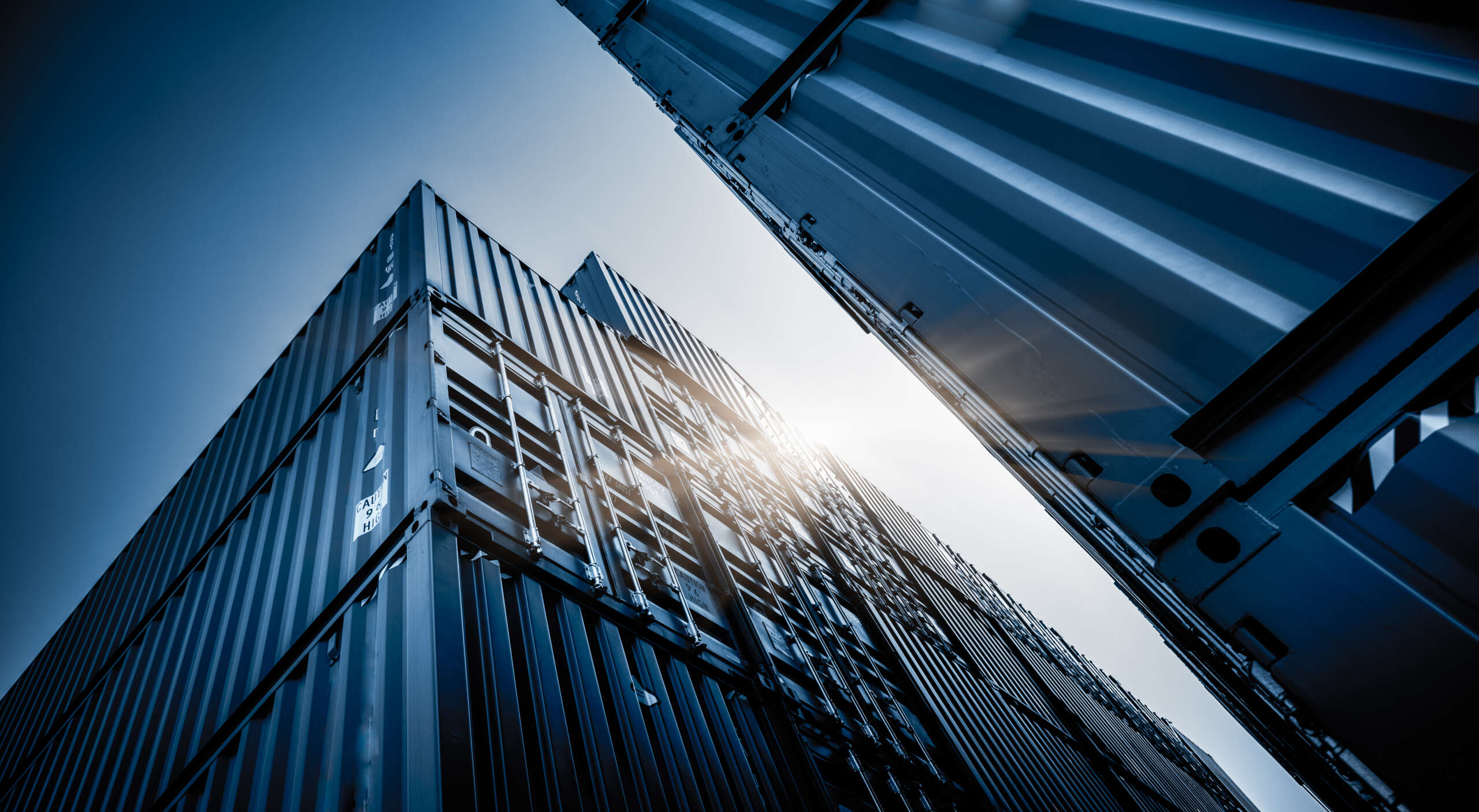 Shipping containers at an international freight terminal